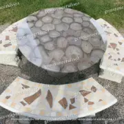 White Agate Round Coffee Table, Agate Stone Center Garden Furniture Patio Decors
