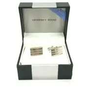 Geoffrey Beene Silver-Tone Striped and Mirrored Cufflinks, $32 Retail