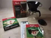 Melitta Pour Over Cone Filter 10 Cup Coffee Maker w/ Glass Carafe