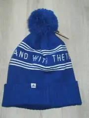 Adidas Climawarm Youth Boys Three Stripes Winter Pom Beanie Hat Blue