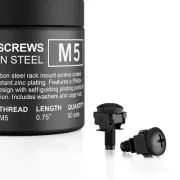 Premium Carbon Steel M5 Rack Screws, Nylon Washers, and Cage Nuts; 50-Piece Set
