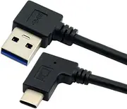 CY Reversible USB 3.1 USB-C Angled to 90 Degree Left Angled A Male Data Cable for Macbook & Tablet & Mobile Phone