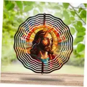 Jesus Wind Spinners 10 Inch Hanging Wind Spinner 3D God Metal Wind Orange