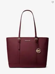 Michael Kors Jet Set Travel Large Saffiano Leather Tote Bag Oxblood NWT