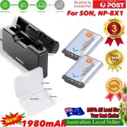 2x NP BX1 Battery +Charger Box TF Card Storager for Sony NP-BX1, HX50 HX60 GWP88