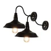 Gooseneck Barn Lights Indoor, Black Farmhouse Wall Sconces Set of Black 2 Pack