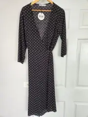 Atmos & Here Lara Polka Dot Wrap Dress Black & white Size 18 New With Tags