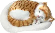 Realistic Sleeping Plush Breathing Cat With Mat, Cute Breathing Cat Simulation Sleeping Cat Plush Doll Creative Animals Decor For Home Office Bed (h-3