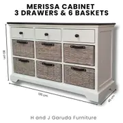 Merissa 3-Drawer and 6 Baskets Cabinet
