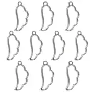 20Pcs Wing Shaped Alloy Open Back Bezel Pendants Resin Frame, Black
