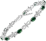 [Rylos] Bracelets for Women 925 Sterling Silver Infinity Tennis Bracelet Gemstone & Diamonds Adjustable to Fit 7"-8" Wrist, 9 Gorgeous 6X4MM Jewelry for Women Friendship Bracelets