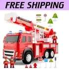 Imaginative Fire Truck Playset with Accessories - Lights, Sounds & Push-Go Fun