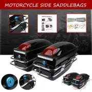 24L Motorcycle Side Tool Box Luggage Tank Bag Hard Case Saddle Bags w/Taillight