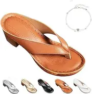 [Elfgrass] Women's Solid Color Summer Chunky Heel Sandals, Comfortable Heeled Sandals Mules, Slip on Open Toe Square Toe, Women Arch Support Shoes Flip Flops Wedges Heels for Long Walk Casual Shoes