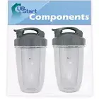 2 Pack Replacement 24oz Cup w/ Flip Top To-go Lid for NutriBullet Pro 900 Series