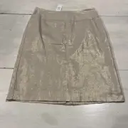 BANANA REPUBLIC Women's Linen Blend Lined Shimmery￼ Tan Pencil Skirt Size 4~~~D7