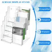 2Pcs Brochure Display Stand Acrylic Brochure Holder 5 Tier Literature Rack beMir