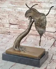 Hand Made DALI MELTING CLOCK TRIBUTE BRONZE SCULPTURE ABSTRACT HOT CAST DECOR