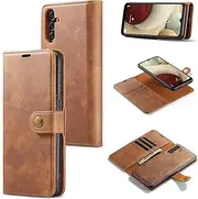 [Asuwish] Phone Case for Samsung Galaxy A14/M14 5G Wallet Magnetic Detachable Cell Cover with Tempered Glass Screen Protector Flip Card Holder Slot A 14 4G 14A 14M G5 Women Men Girls Purse Mobile Brown