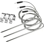 Meat Thermometer Grilling Replacement Probe 3 Pcs with 3 Temp Probe Clips Barbecue Holder for Smoker Compatible with Thermopro