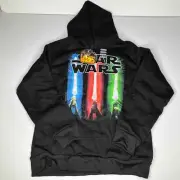 Star Wars Sweatshirt Light Saber Black Hoodie XXL New