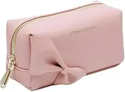 Rownyeon Small Makeup Bag Handy Travel Cosmetic Toiletry Pouch Bow-knot Cute Handbag Leather Purse for Women Girls