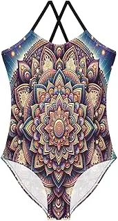 [RPLIFE] Mandala Toddler One Piece Swimsuit Girl, Beach Bathing Suits Girls, Summer Swimsuits Girls