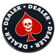 POKER DEALER BUTTON Texas Hold 'Em Home Game Accessory Skull Ace Spades Red