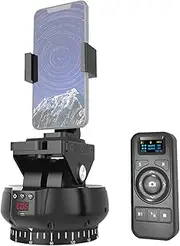 Domary YT1200 Motorized Pan Tilt Head 2-axis Panoramic Head 360° Rotation Panoramic Tr Head 100M Wireless Remote Control 9 Levels Adjustable Speed 1kg Load Capacity with Phone Clip for Smartphone