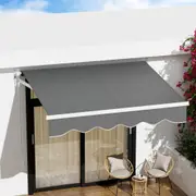 2Mx1.5M InstaHut Motorised Folding Arm Awning Retractable Sunshade Grey