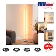 Sleek Silver LED Floor Lamp - Long-lasting, Space-Efficient Mood Lighting