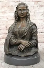 Western Pure Bronze Mona Lisa`s smile Statue Art Deco Sculpture Statue Artwork