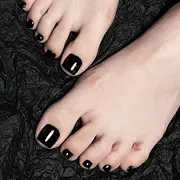 French Tip False Toenails - 24pcs Short Square Pure Black Toe Nails False - Natural Full Cover Acrylic False Toe Nails - Glossy Full Cover Stick On Toenails Summer For Women And Girls Daily Nail Art