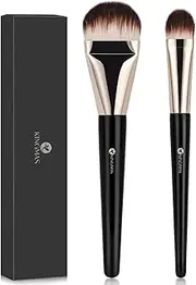 KINGMAS 2Pcs Flat Foundation Brush, Korean Makeup Brush, Tongue-Shape Concealer Contour Brush for Liquid Cream Blending