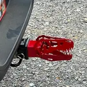 T-Rex Dinosaur Trailer Hitch Cover – Heavy-Duty Alloy 2" Receiver Hitch Protector with Anti-Theft Lock, Rustproof Metal Tow Hitch Cover for Trucks, Jeep Wrangler, SUVs, and Cars (Red)