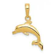 14K Yellow Gold Dolphin Jumping Pendant