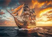 [Yunlus] Jigsaw Puzzles for Adults 1000 Pieces Impossible Hard Difficult Challenging Puzzles for Adults 1000pc Puzzle Explore The Sailboat Sunset Scenery Jigsaw Puzzle 1000 Pieces 28 x 20 inch