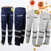 Cotton Drill Workwear Reflective Tape Cargo Pants | Work Cargo Pants, Trousers