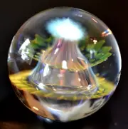 RYAN WHITMORE GLASS MARBLE/1.737"-DELICATE SWIRLING DERVISH-MAGENTA, TANGERINE +