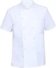 [Generic] Kitchen Chef Uniform Jacket Pocket Colorfast Polyester Fabric Professional Chef Uniforms Restaurant Convenient