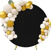 6.6FT Round Wedding Arch Cover for 6.6FT Circle Arch Stand, Thick Polyester Fabric Adjustable Circle Arch Backdrop Cover for Wedding Birthday Party Baby Shower Photography Decoration（Black）
