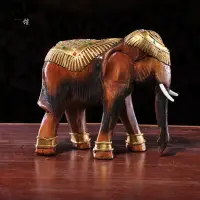 在飛比找樂天市場購物網優惠-實木質貼片大象擺件家居電視柜招財象裝飾品辦公室木雕風水象擺設