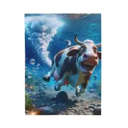 Velveteen Plush Blanket Joyful Cow Underwater Fart Bubbles Funny Home Decor