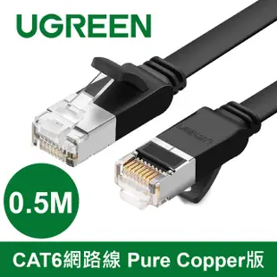 綠聯 0.5M CAT6網路線 Pure Copper版黑色