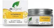 Dr Organic Vitamin E Cream, Hydrating, All Skin Types, Mens, Womens, Natural, Vegan, Cruelty-Free, Paraben & SLS-Free, Plastic Free, Organic, 50ml, Packaging may vary