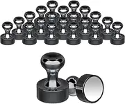 [20PCS] Harvcci Strong Fridge Maganets for Whiteboard, Strong Metal Magnetic Push Pin for Pinboard Noticeboard Refrigerator -Black