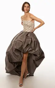[Oscar de la Renta] High-Low Silk-Taffeta Gown