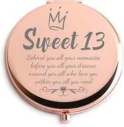 Dyukonirty Sweet 13th Birthday Gifts for Girls Rose Gold Compact Mirror Happy 13th Birthday for Sister Daughter Inspirational Gifts for 13 Years Old Girl for Graduation Christmas Unique Gifts