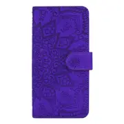 Calf Pattern Double Folding Design Embossed Leather Case with Wallet & Holder & Card Slots for Galaxy A20 / A30(Purple)