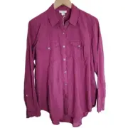Sundance Button Up Blouse Women's Medium Long Sleeve Purple NWT